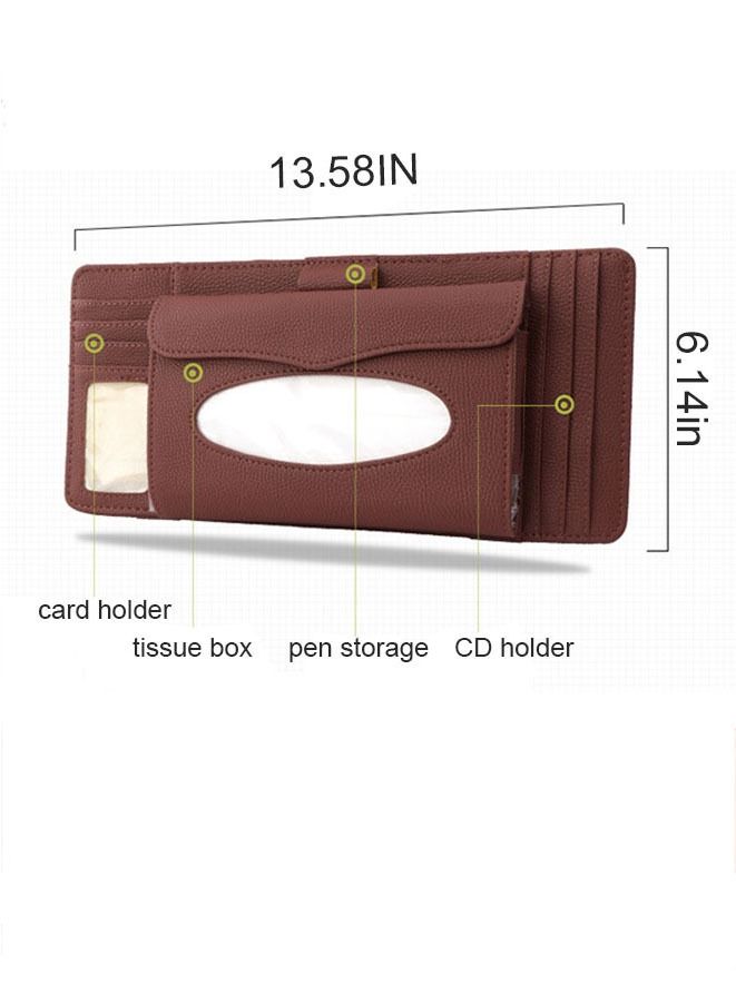 Generic Car Sun Visor Hanging Tissue Box Multifunctional Brown  - Image 3