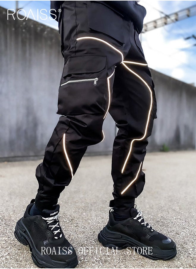 Fashion Print Men Cargo Trousers  Multiple Pocket Design  Sports Trousers Reflective Tape Design  Velcro Feet Breathable Fabric  Solid Color - pzsku/Z25CE42D29A71EBBDD216Z/45/_/1697510908/9f726b0b-d199-4fe3-a2b6-1bec9a67b4d0