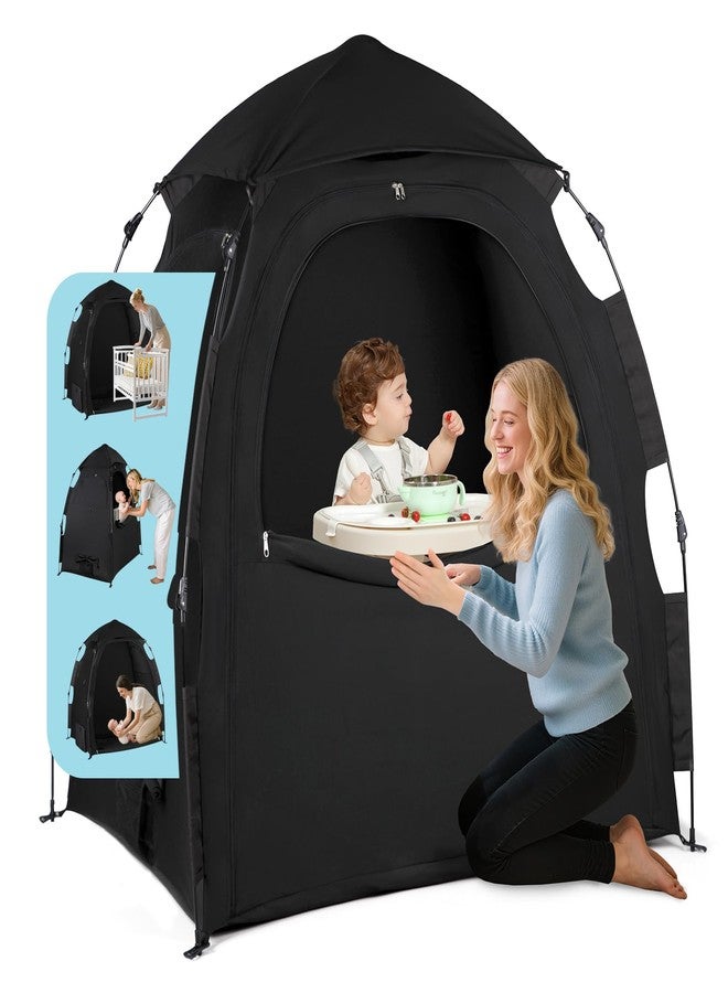 WANRU Blackout Tent for Pack and Play - One-Click Opening Pack N Play Blackout Cover - Black Out Tent for Sleep Pod & Mini Crib, Breathable Crib Blackout Cover Block 95% Light - Image 1