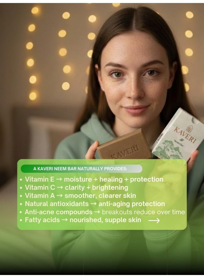 Kaveri Natural Handmade Neem Bar – Purifying Natural Cleanser, 110gm - Image 3