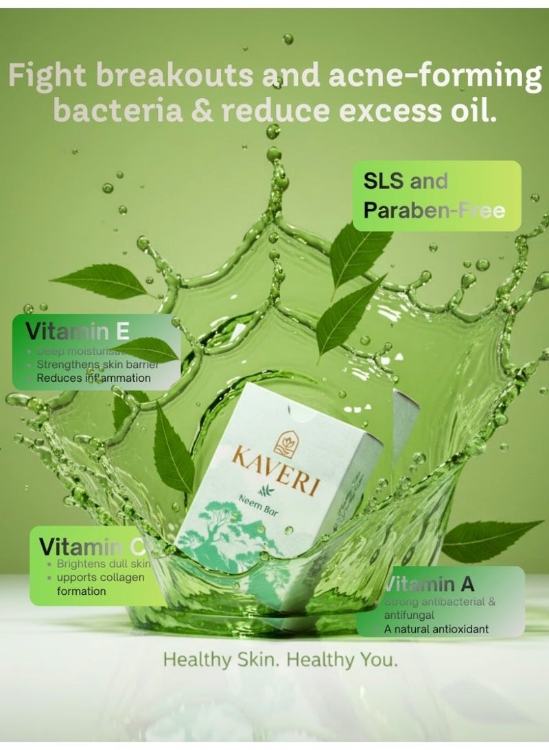 Kaveri Natural Handmade Neem Bar – Purifying Natural Cleanser, 110gm - Image 2