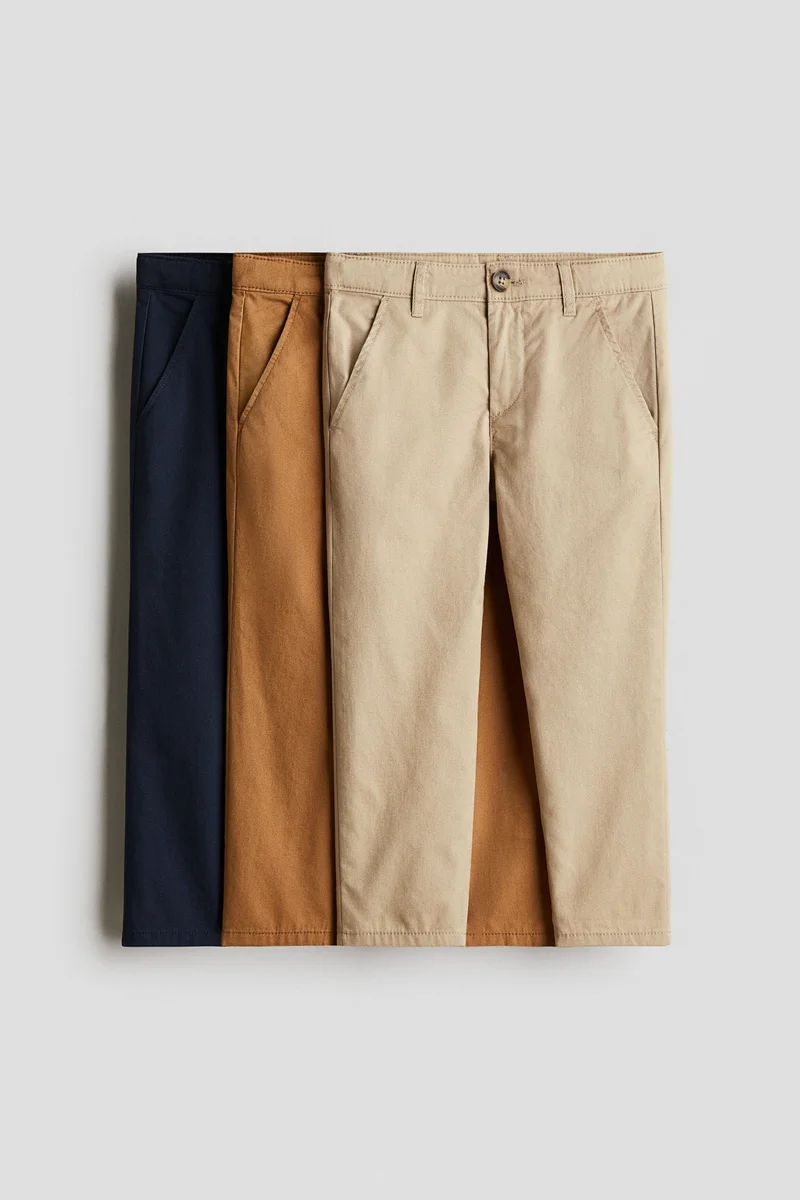 H&M 3-pack cotton twill chinos