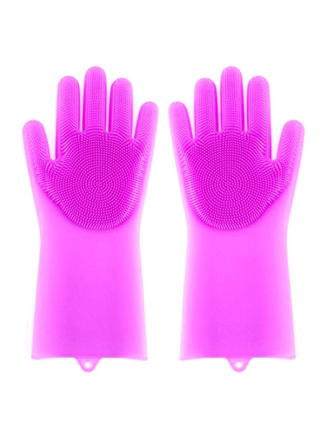NIBEMINENT Pair Of Magic Scrubber Cleaning Gloves Purple 15 x 6inch 