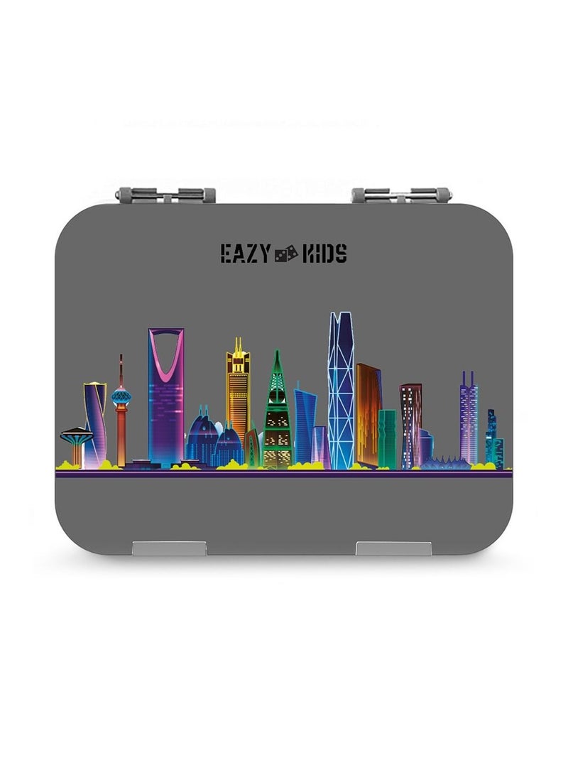 Eazy Kids Bento Boxes With Insulated Lunch Bag Combo- Love Riyadh Grey - Image 3