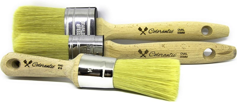 Colorantic | Wax and Chalk Round Oval Brush | Beeswax and Stencil Brushes for Acrylic Paints DIY (55mm Oval Chalk Based Paint Brush) - Image 4