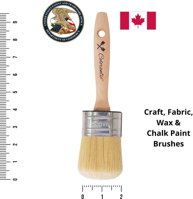 Colorantic | Wax and Chalk Round Oval Brush | Beeswax and Stencil Brushes for Acrylic Paints DIY (55mm Oval Chalk Based Paint Brush) - Image 1
