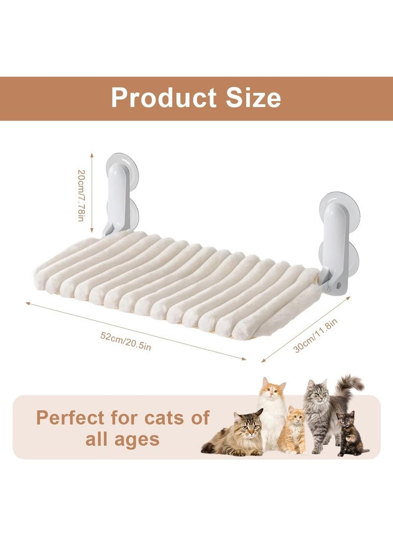 Zisheng Cat Bed,  Cat Window Perch & Hammock- Foldable with 4 Strong Suction Cups Holds 18KG, Plush Pet Lounger for Sunbathing Napping, 52x30cm (Beige) - Image 2