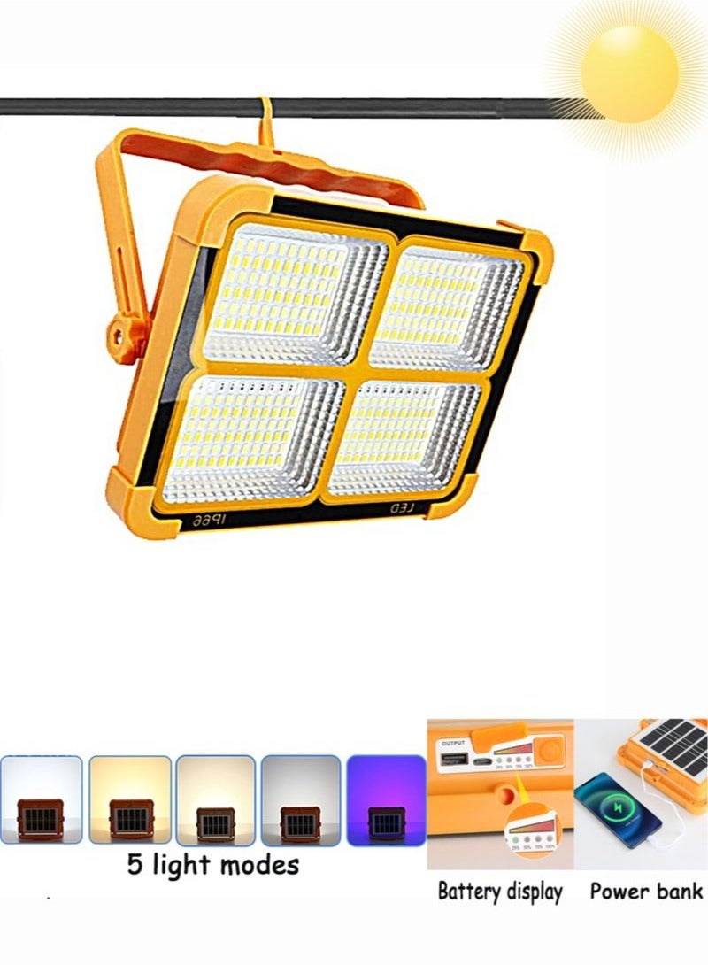 XiuWoo Solar Powered Waterproof 5-Mode Outdoor Flood Light with Power Bank Portable Floor Hanging Light for Camping Emergency Garden Patio Ultra Bright 4800W Cordless Rechargeable Lithium Battery - Image 1