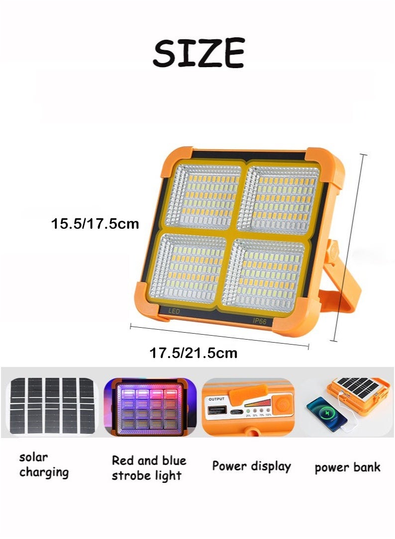 XiuWoo Solar Powered Waterproof 5-Mode Outdoor Flood Light with Power Bank Portable Floor Hanging Light for Camping Emergency Garden Patio Ultra Bright 4800W Cordless Rechargeable Lithium Battery - Image 2
