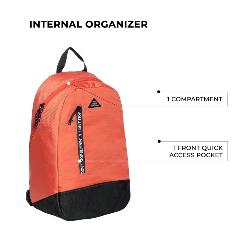Gear Superior 16L Small Water Resistant School Bag/Daypack/Casual Backpack/College Bag for Men/Women - Orange Black - Image 4