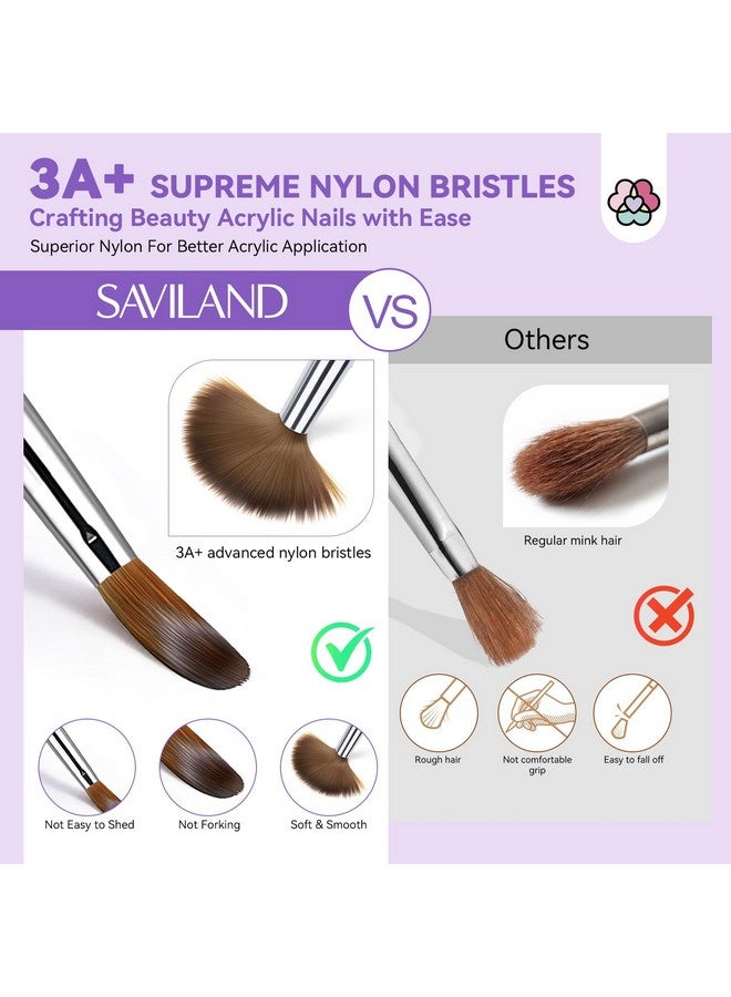 سافي لاند مجموعة فرش أظافر أكريليك كولينسكي من سافيلاند: مقاسات 6، 10، 14، منظف فرش أظافر احترافي، أداة مانيكير لتطبيق الأكريليك، بودرة أكريليك، تمديد الأظافر، نحت الأظافر ثلاثي الأبعاد لفن الأظافر بنفسك - Image 4