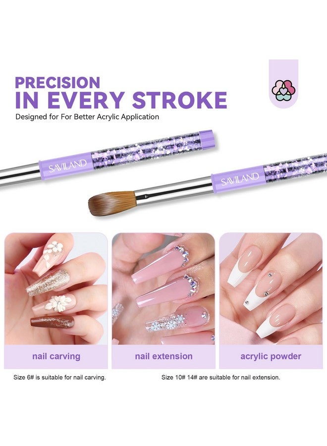سافي لاند مجموعة فرش أظافر أكريليك كولينسكي من سافيلاند: مقاسات 6، 10، 14، منظف فرش أظافر احترافي، أداة مانيكير لتطبيق الأكريليك، بودرة أكريليك، تمديد الأظافر، نحت الأظافر ثلاثي الأبعاد لفن الأظافر بنفسك - Image 2