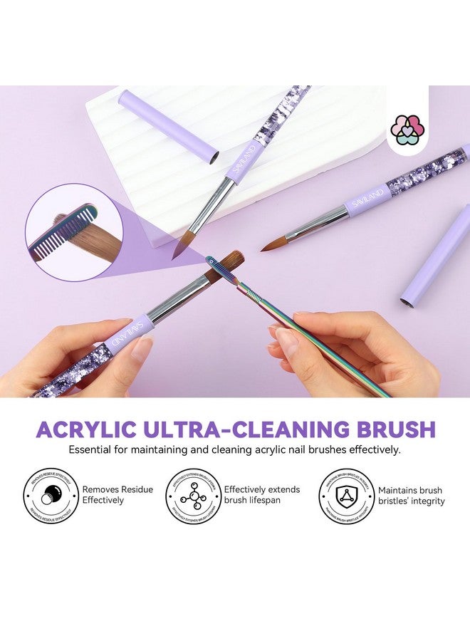 سافي لاند مجموعة فرش أظافر أكريليك كولينسكي من سافيلاند: مقاسات 6، 10، 14، منظف فرش أظافر احترافي، أداة مانيكير لتطبيق الأكريليك، بودرة أكريليك، تمديد الأظافر، نحت الأظافر ثلاثي الأبعاد لفن الأظافر بنفسك - Image 3
