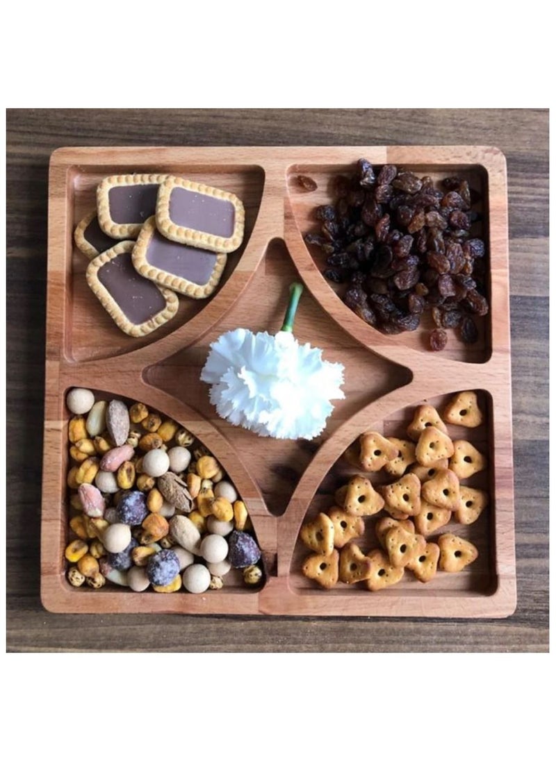 A plate of fun or snacks, five-pointed star shape, handmade from healthy wood, 100% natural colors from the heart of the tree