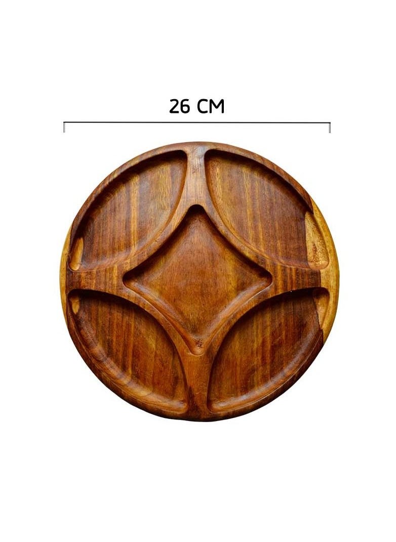 A plate of fun or snacks, five-pointed star shape, handmade from healthy wood, 100% natural colors from the heart of the tree