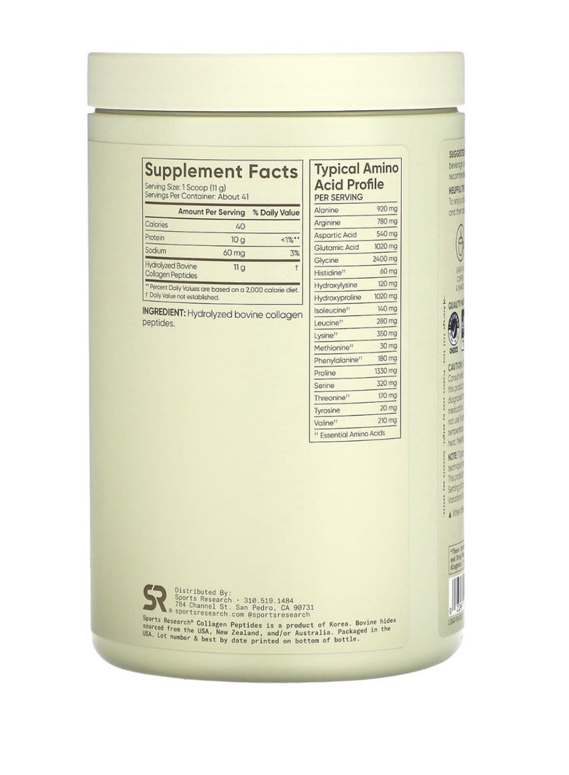 SPORTS RESEARCH Sports Research Collagen Peptides Powder Unflavored Hydrolyzed Type I & III 1lb 454g  - Image 2