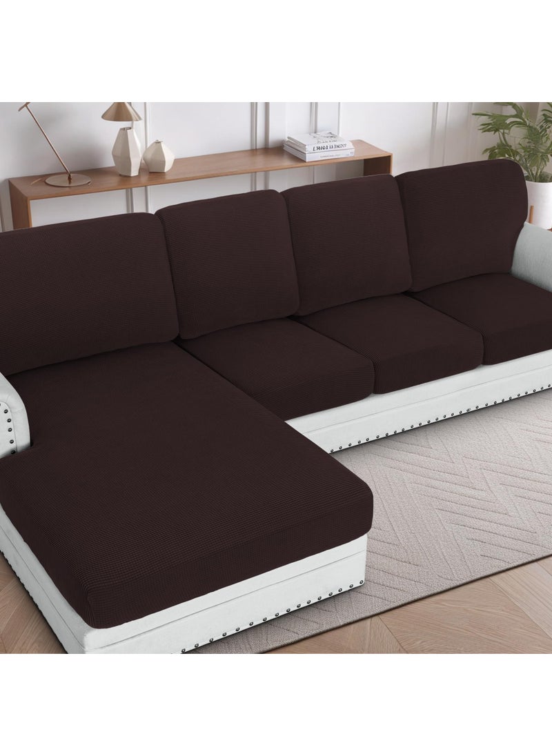 H.VERSAILTEX HVERSAILTEX Sectional Couch Covers 1 Piece Chaise Slipcover L Shape Separate Cushion Couch Cover for Both LeftRight Sectional Couch Seat Only 1 Chaises Chocolate 