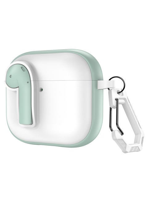 Suitable For Apple Airpods 4 Protective Case With Lock Switch Creative Headset Bluetooth Case Pro2 Soft Drop-proof Case-Color:White Green-Applicable Models:Airpods Pro
