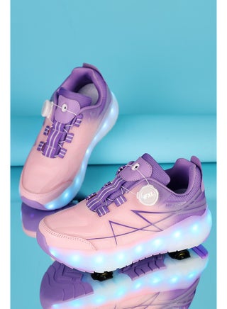 Roller Skates Shoes 4 Wheels for Kids New Upgraded Roller Shoes LED Light Up Flashing Sneaker Roller Skate Shoes for Boys Girls Beginner More Balanced - view 3
