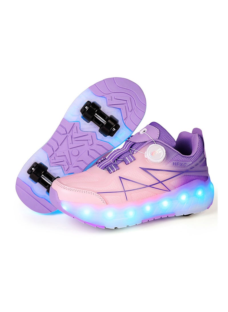 HFXC Roller Skates Shoes 4 Wheels for Kids New Upgraded Roller Shoes LED Light Up Flashing Sneaker Roller Skate Shoes for Boys Girls Beginner More Balanced - Image 1