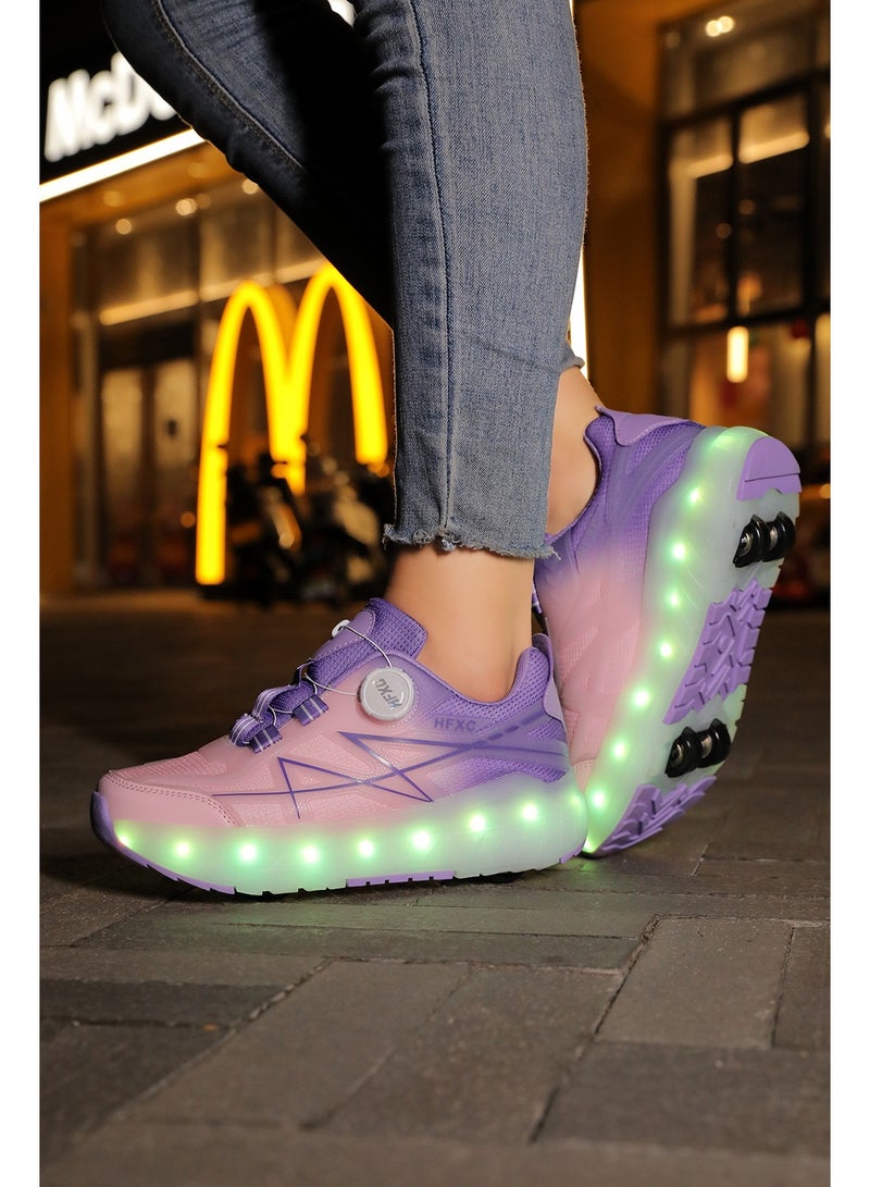 HFXC Roller Skates Shoes 4 Wheels for Kids New Upgraded Roller Shoes LED Light Up Flashing Sneaker Roller Skate Shoes for Boys Girls Beginner More Balanced - Image 5