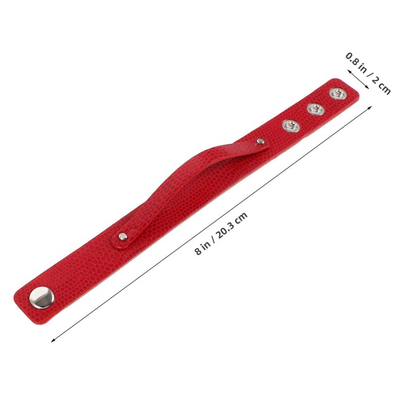 Angoily 5Pcs DIY Snap Button PU Leather Bracelets Adjustable Wristbands for Charms in 5 Colors - Image 4