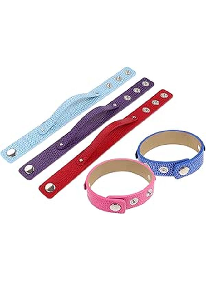 Angoily 5Pcs DIY Snap Button PU Leather Bracelets Adjustable Wristbands for Charms in 5 Colors - Image 1