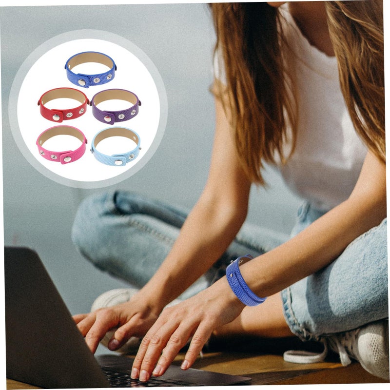 Angoily 5Pcs DIY Snap Button PU Leather Bracelets Adjustable Wristbands for Charms in 5 Colors - Image 5