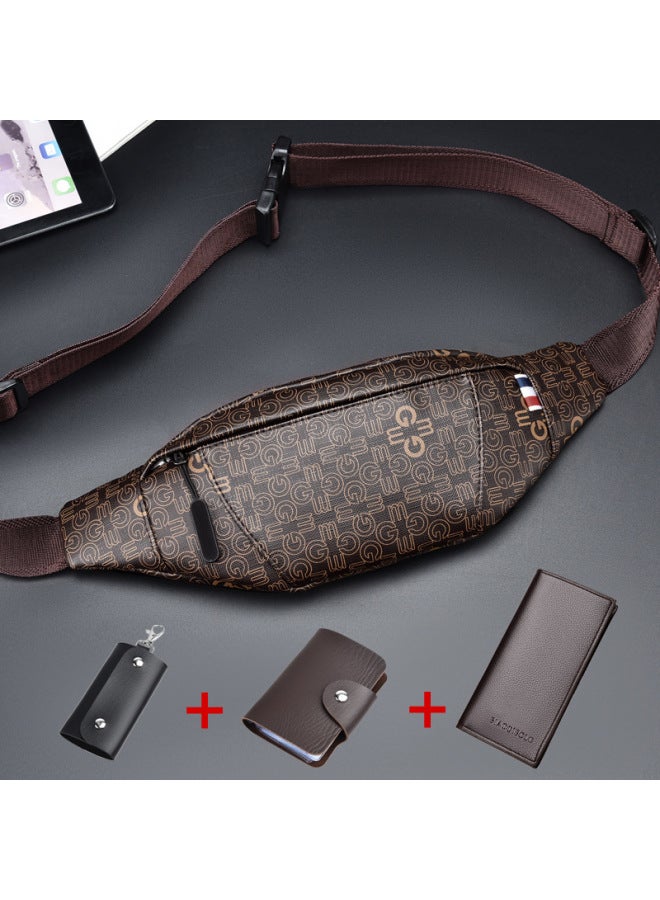 Generic Hussars Paul Casual Bag Waist Bag Men's Diagonal Men's Bag Multi-functional Chest Bag Men's Mobile Phone Bag Shoulder Bag A Generation Of Hair-Color:Black Suit  - Image 4