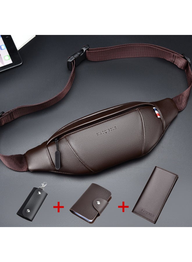 Generic Hussars Paul Casual Bag Waist Bag Men's Diagonal Men's Bag Multi-functional Chest Bag Men's Mobile Phone Bag Shoulder Bag A Generation Of Hair-Color:Black Suit  - Image 3