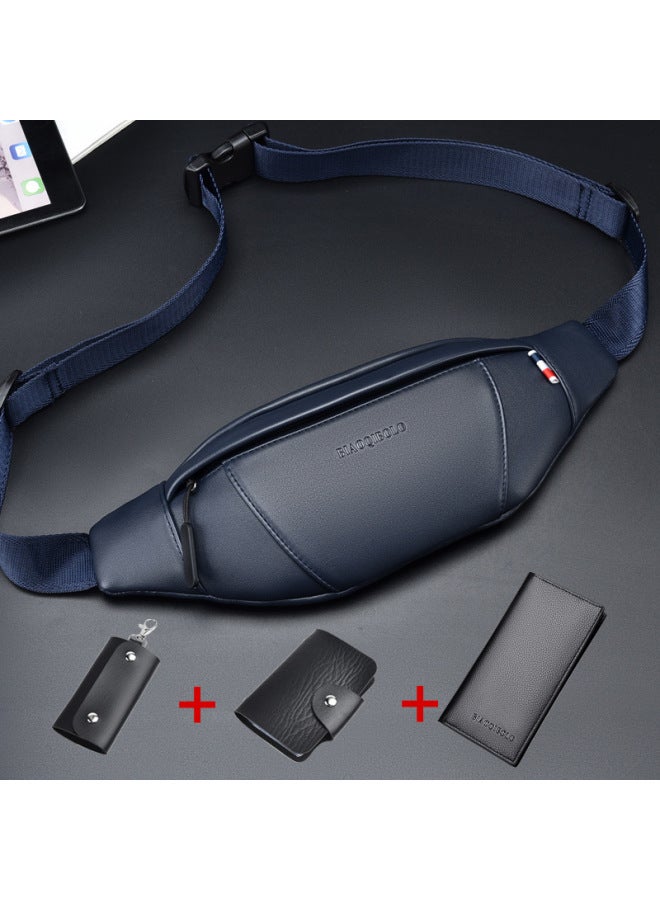 Generic Hussars Paul Casual Bag Waist Bag Men's Diagonal Men's Bag Multi-functional Chest Bag Men's Mobile Phone Bag Shoulder Bag A Generation Of Hair-Color:Black Suit  - Image 2