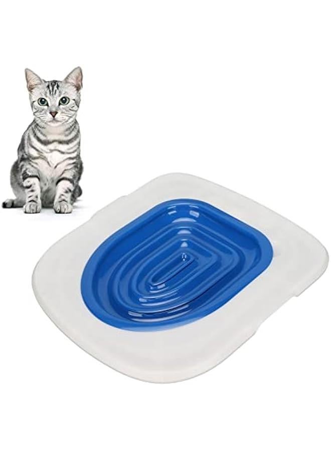Cat Training Kit System for Toilet, Universal Reusable Environmentally Friendly Cat Toilet Trainer for Pet Professional Cat Toilet Trainer Teach Cat to Use Toilet (White Tray , 1 Blue Inner Support) - Image 1