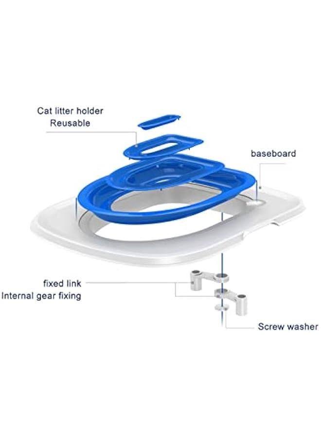 Cat Training Kit System for Toilet, Universal Reusable Environmentally Friendly Cat Toilet Trainer for Pet Professional Cat Toilet Trainer Teach Cat to Use Toilet (White Tray , 1 Blue Inner Support) - Image 5