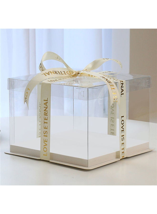 Full Transparent Snack Gift Birthday Cake Packaging Empty Box  Blocks Dust-proof-Specifications:1 Set 8inch Single Layer Length And Width 26 Height 16cm-Color:Blue Model + Free Ribbon - Image 1