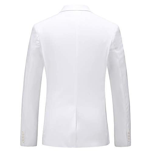 UNINUKOO Mens Suit Jacket Slim Fit Sport Coat 1 Button Notched Lapel Casual Fashion Dress Blazer for Men US Size 44 White - Image 5