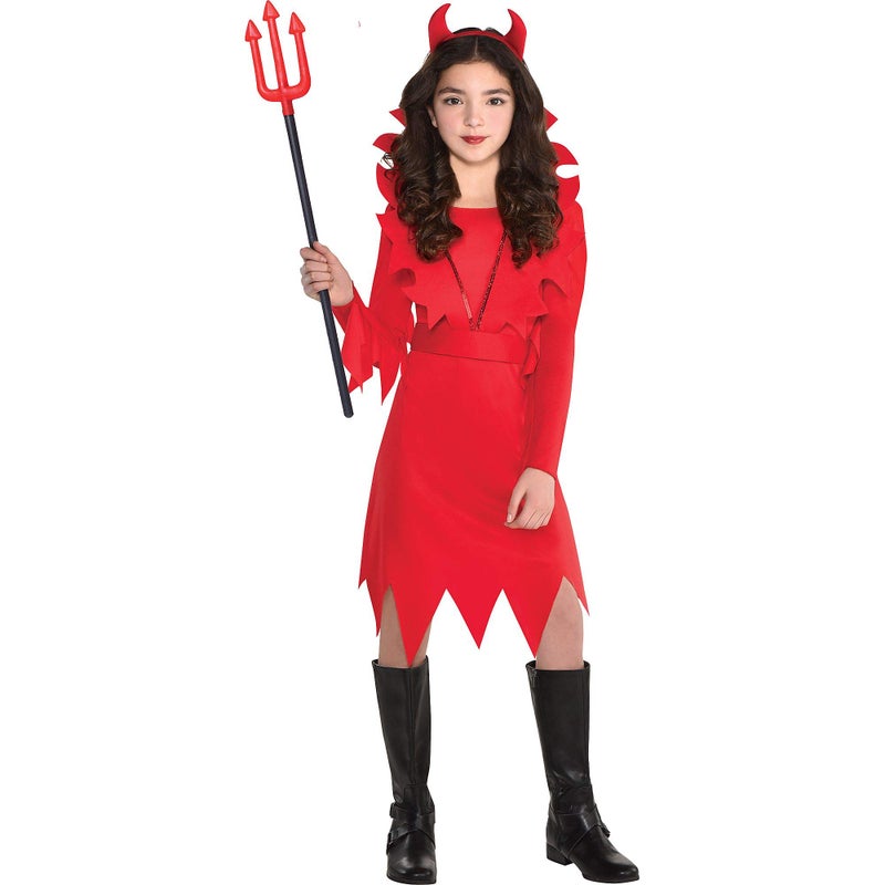 Amscan SUIT YOURSELF Devious Devil Halloween Costume for Girls, Medium, Includes Dress, Headband, Collar - Image 1