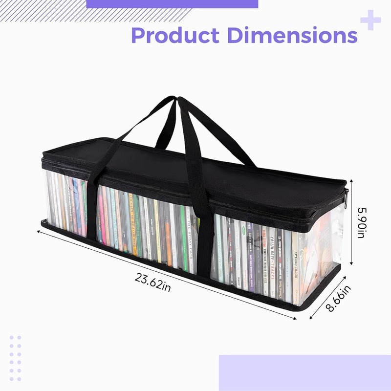 4 Under Bed Storage Bags with Handles, 23.6 in Long, Clear Sides, Black, for Clothes, Books, Cd Holders - Image 2