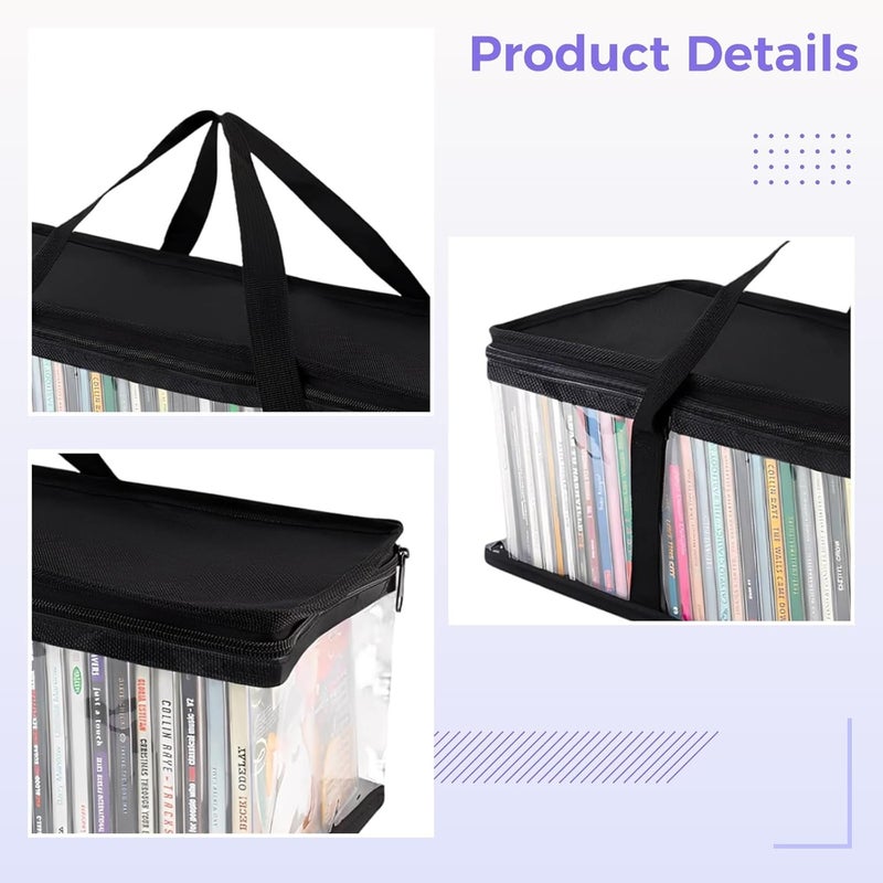 4 Under Bed Storage Bags with Handles, 23.6 in Long, Clear Sides, Black, for Clothes, Books, Cd Holders - Image 4