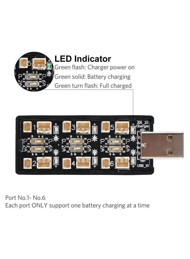 Crazepony 1S LiPo Battery USB Charger 3.7V/4.20V 6 Channel 1S LiPo Charger Tiny Whoop Blade Inductrix Micro JST 1.25 JST-PH 2.0 mCX mCPX Connectors - Image 3