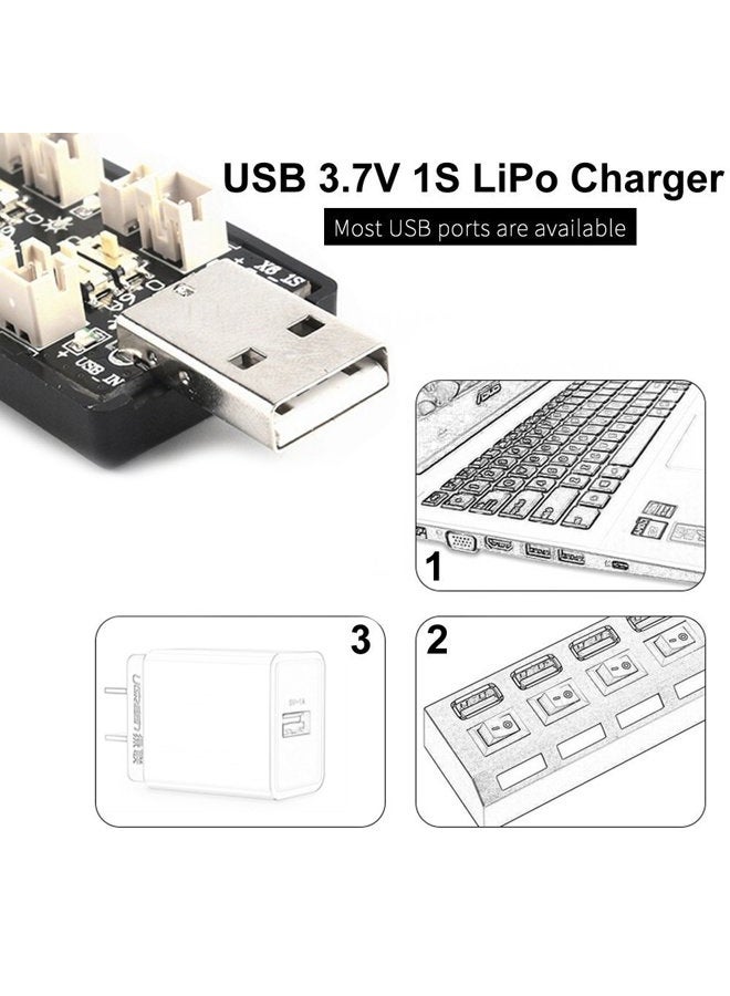 Crazepony 1S LiPo Battery USB Charger 3.7V/4.20V 6 Channel 1S LiPo Charger Tiny Whoop Blade Inductrix Micro JST 1.25 JST-PH 2.0 mCX mCPX Connectors - Image 2