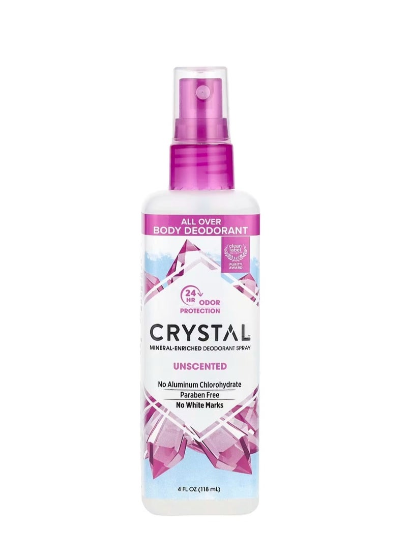 CRYSTAL Mineral-Enriched Deodorant Spray Unscented 4 fl oz (118 ml) - Image 1