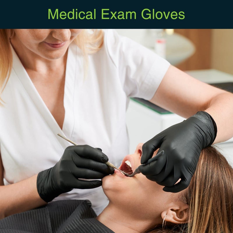 FifthPulse Disposable Black Nitrile Gloves Medium 50 Count - Extra Thick 4.5 Mil - Powder and Latex Free Rubber Gloves - Surgical Medical Exam Gloves - Food Safe Cooking Gloves - Image 3