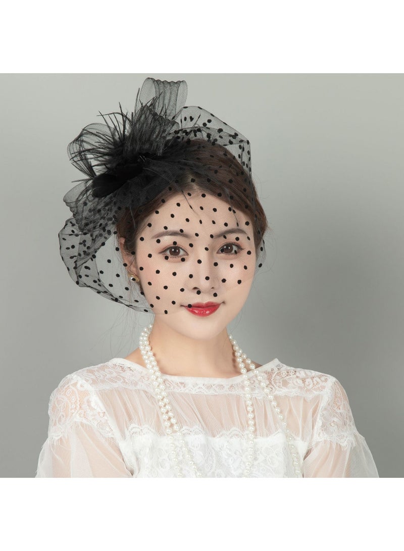 Womens Vintage Fascinators Headwear Veil  for Women Wedding Party Hat Tea Headwear