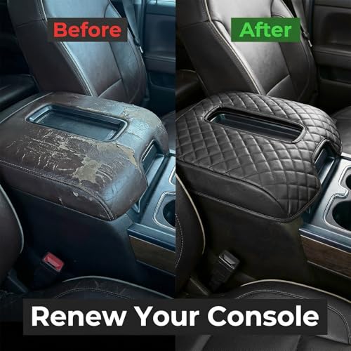 FQMY Center Console Armrest Cover Compatible with Chevy Silverado & GMC Sierra 1500 2500 3500 2014-2018, Yukon & Tahoe & Suburban 2015-2020, For Console Bucket Seat Only, Arm Rest Cushion, Anti-Scratch - Image 3