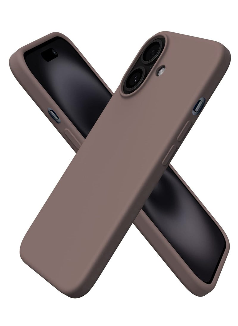 Generic - Compatible with  iPhone 16 plus Case  Slim Liquid Silicone 3 Layers Soft Gel Rubber Shockproof Protective Case with Anti-Scratch Microfiber Lining-Light Brown - Image 1