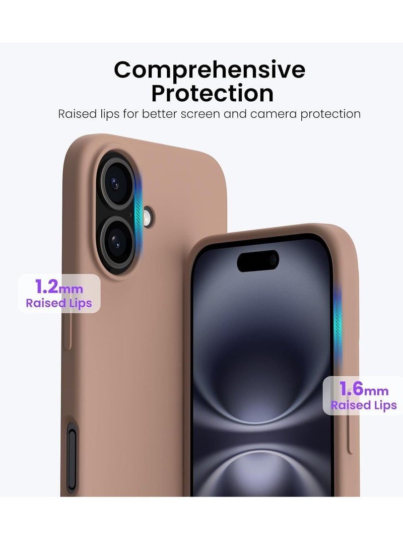 Generic - Compatible with  iPhone 16 plus Case  Slim Liquid Silicone 3 Layers Soft Gel Rubber Shockproof Protective Case with Anti-Scratch Microfiber Lining-Light Brown - Image 1