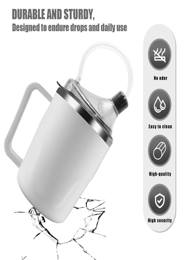 ACUDUDOMA Adult Spill Proof Cup for Elderly, 3 in 1 Stainless Steel Sippy Cup with Straw and 2 Lids, Suitable for Seniors Disabled Patients Limited Mobility, 14 OZ - Image 3