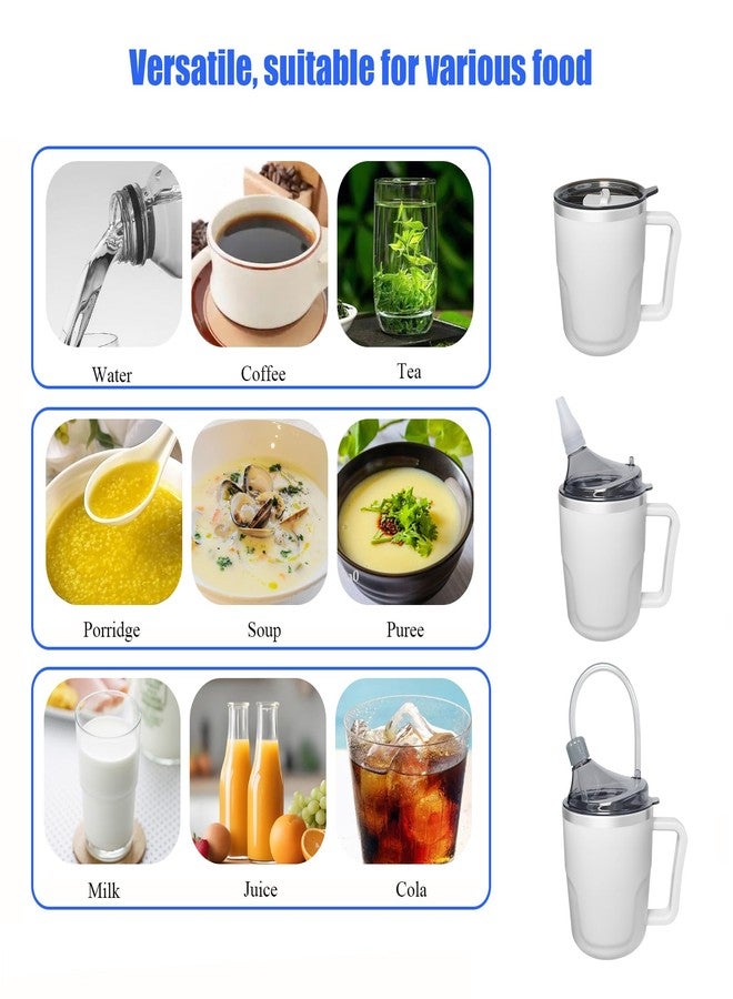 ACUDUDOMA Adult Spill Proof Cup for Elderly, 3 in 1 Stainless Steel Sippy Cup with Straw and 2 Lids, Suitable for Seniors Disabled Patients Limited Mobility, 14 OZ - Image 2