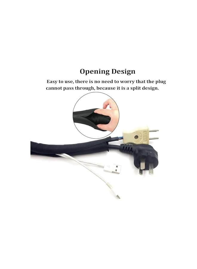 S-TOP Braided Cable Management Sleeves, Self-Wrapping Wire Loom Tubing Cord Protector, Split Design for Easy Installation, Wear and Bite Resistant, Perfect for Home, Office, and Pet Safety (1/2" - 12 Feet) - Image 2