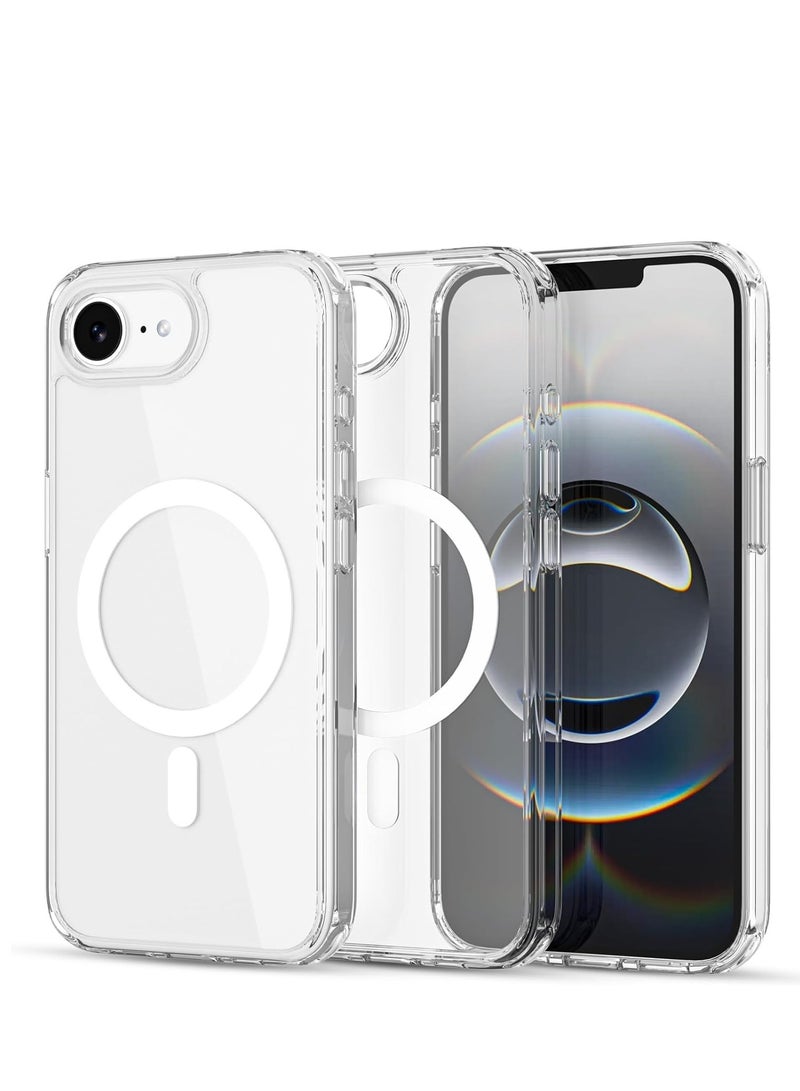 JAJEEK iPhone 16E Clear Magnetic Cover | MagSafe Compatible | Hybrid Protective Crystal Clear Hard Back Case | Shockproof Silicone Frame | Slim Transparent Case for Apple iPhone 16E - Ultimate Protection & Sleek Design - Image 1
